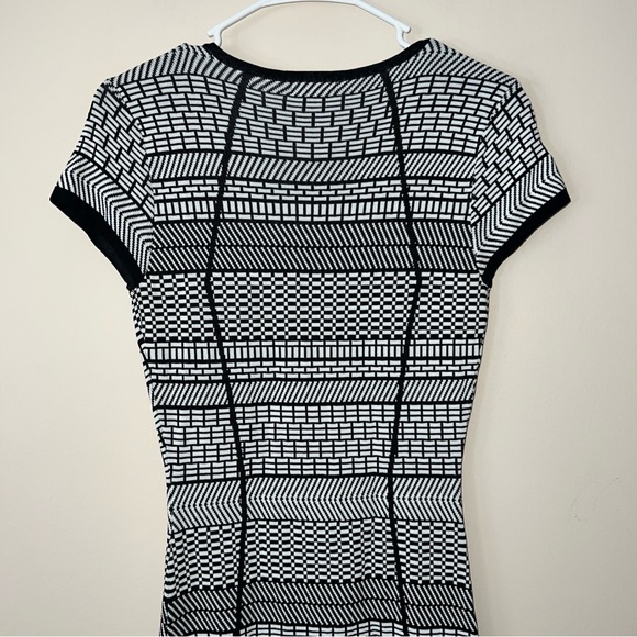 Cache Sheath Black White Full Front Zip Dress Women’s Small Bodycon 90s Y2K - Picture 6 of 7